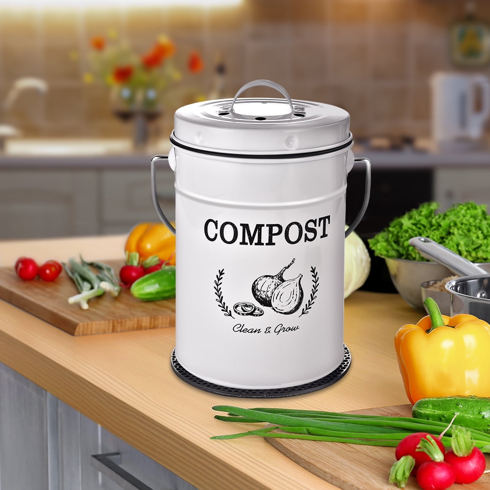 White Kitchen Compost Bin - 1.0 gal