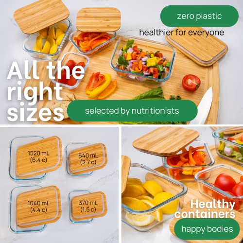 Eco-Friendly Bamboo-Lidded Glass Food Storage Set
