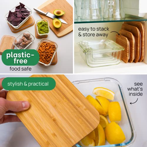 Eco-Friendly Bamboo-Lidded Glass Food Storage Set