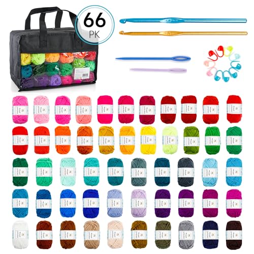 52 Acrylic Yarn Skeins with Storage Bag and Tools