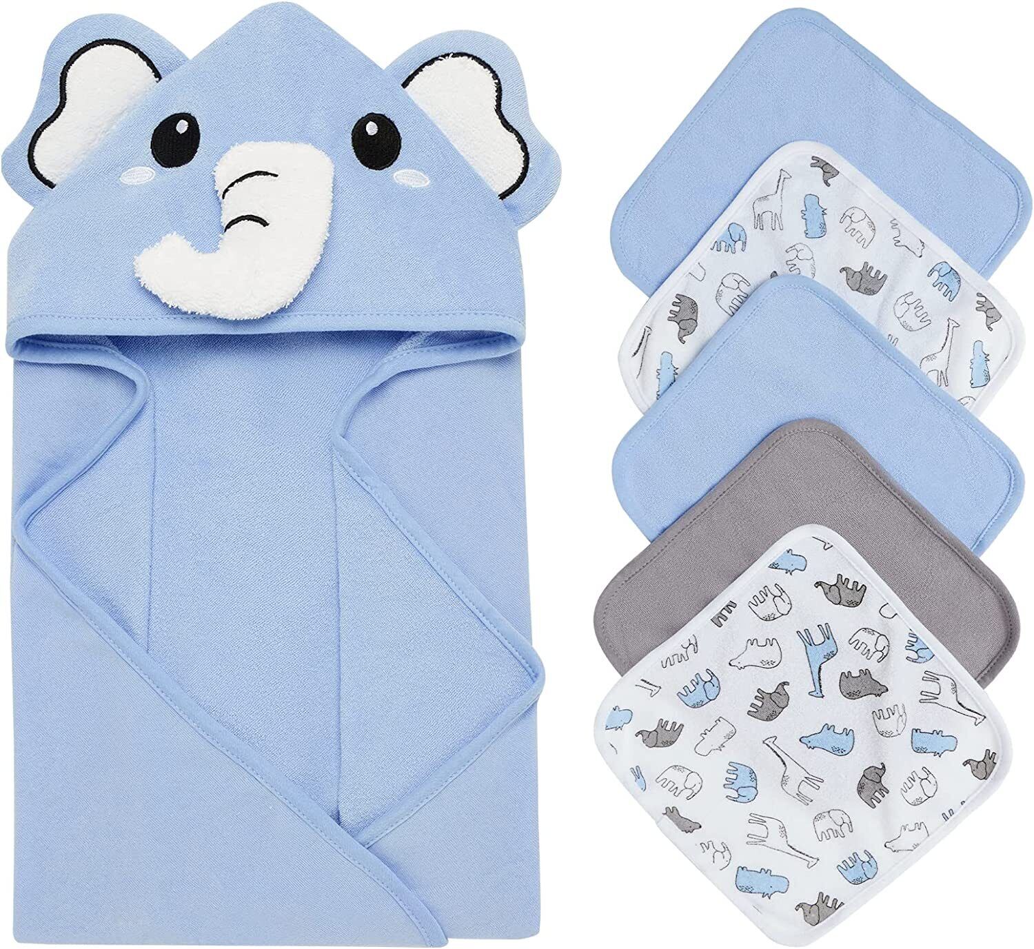 6-Pack Cartoon Baby Washcloths and Bath Towels