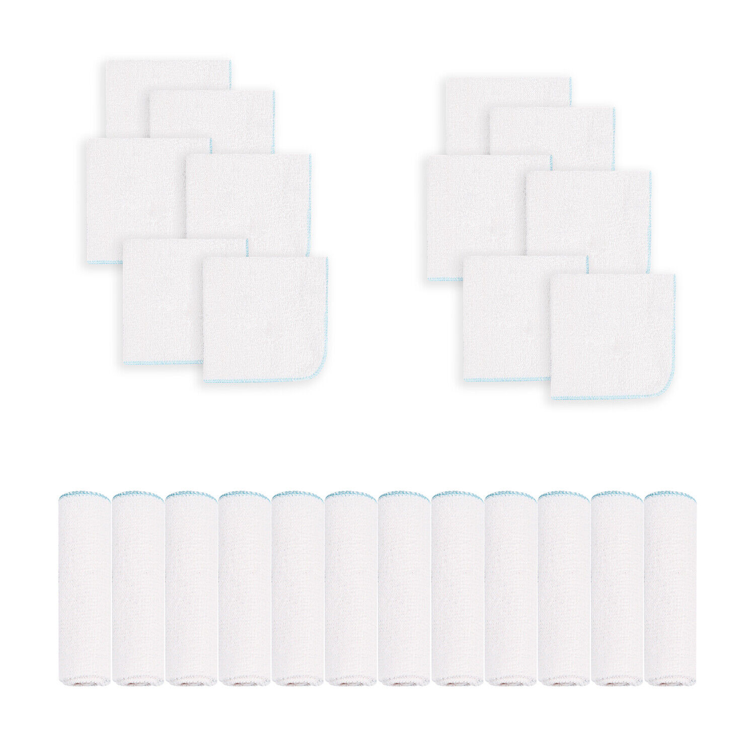 24 Pack Soft Cotton Baby Washcloths 10"x10