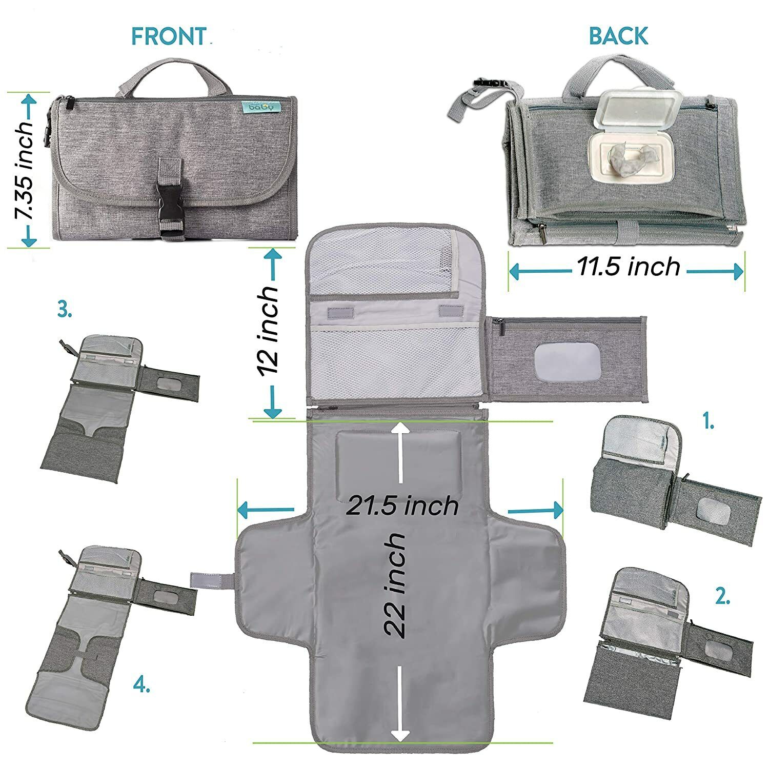 Travel-Friendly Portable Baby Changing Pad Set