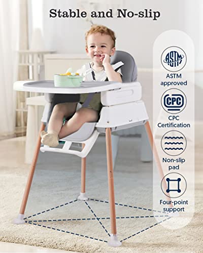 3-in-1 Convertible Baby High Chair - Dark Gray