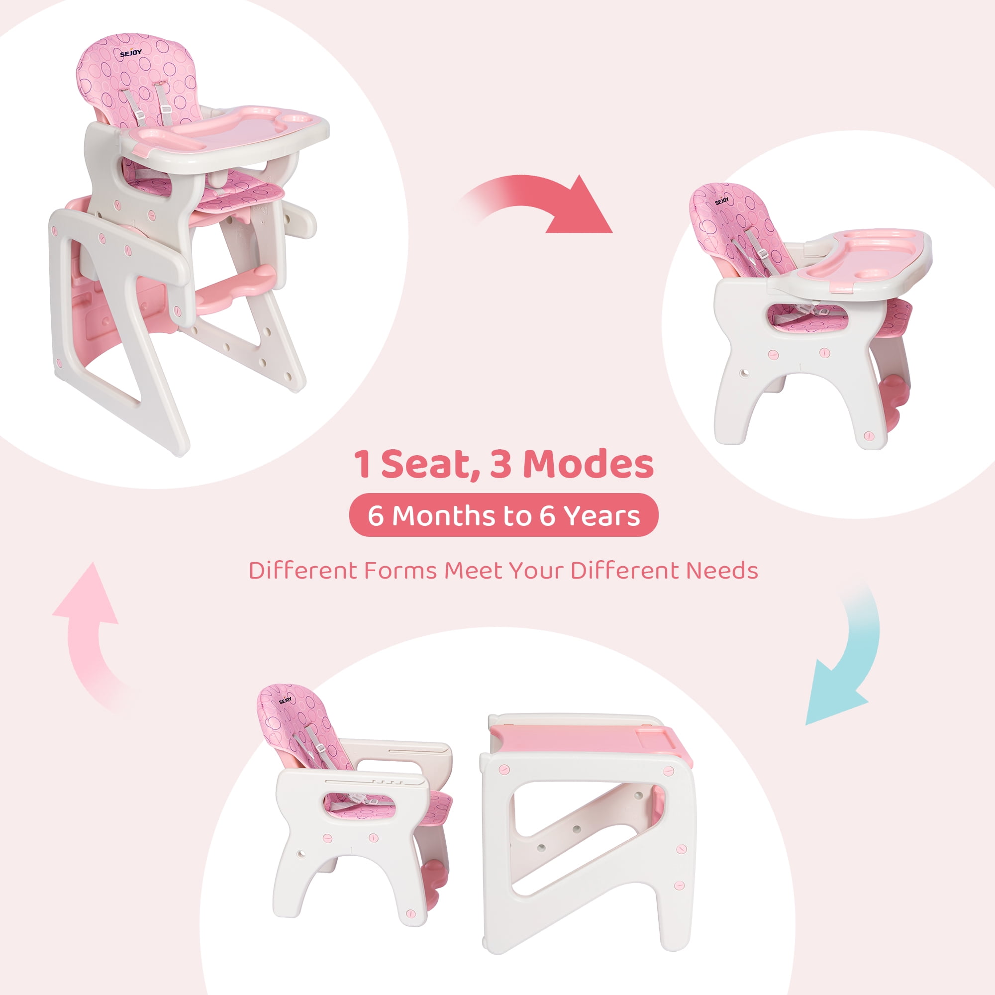 Sejoy 3-in-1 Convertible Baby High Chair