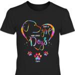 Custom Colorful Dog Lover Heart Paw T-Shirt