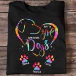 Custom Colorful Dog Lover Heart Paw T-Shirt