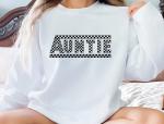 Retro Checkered Auntie Long Sleeve T-Shirt
