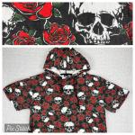 Skull and Roses Punk Rock Short Sleeve Hoodie
