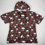 Skull and Roses Punk Rock Short Sleeve Hoodie