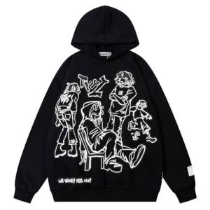 Men's Cartoon Graphic Hooded Sweatshirt - Y2K Style