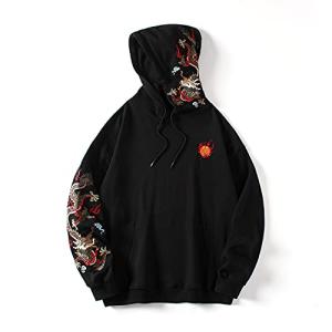 Dragon Embroidered Heavyweight Graphic Hoodie for Men