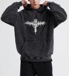 Y2K Acid Wash Gothic Skull Wing Hoodie