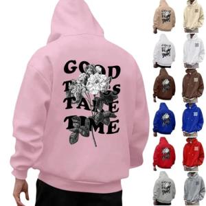 Trendy Pink Graphic Hoodie for Men