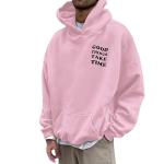 Trendy Pink Graphic Hoodie for Men