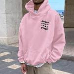 Trendy Pink Graphic Hoodie for Men