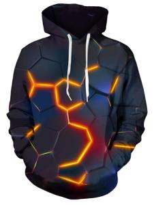 Orange Flash Geometric 3D Print Unisex Hoodie