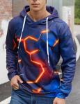 Orange Flash Geometric 3D Print Unisex Hoodie
