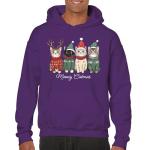 Meowy Christmas Cat Graphic Hoodie in Purple