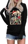 Skeleton Christmas T-Shirts for Women Long Sleeve