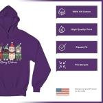 Meowy Christmas Cat Graphic Hoodie in Purple