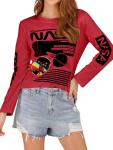 Women’s Long Sleeve NASA Graphic Tee – Red