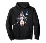 Waifu Wizard Anime Girl Black and White Hoodie