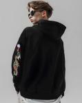 Cool Graphic Embroidered Hoodie for Men - Black