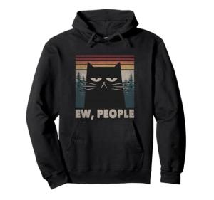 Funny Retro Black Cat Introvert Hoodie