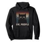 Funny Retro Black Cat Introvert Hoodie
