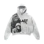 Retro Y2K Gothic Skull Print Hoodie for Men