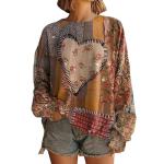 Ladies Vintage Floral Long Sleeve Crewneck T-Shirt