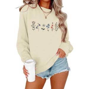 Women's Floral Graphic Sweatshirt - Vintage Style