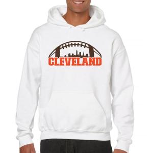 Cleveland Football Dawg Pound Skyline Hoodie - White