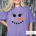 Cute Snowman Face Christmas T-Shirt for Everyone