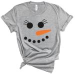 Cute Snowman Face Christmas T-Shirt for Everyone