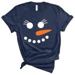 Cute Snowman Face Christmas T-Shirt for Everyone