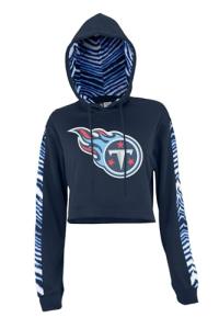 Tennessee Titans Women's Crop Hoodie with Zebra Sleeves