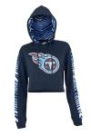 Tennessee Titans Women's Crop Hoodie with Zebra Sleeves