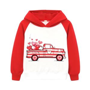Valentines Love Heart Hoodie for Kids 5-6Y