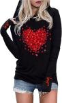 Love Heart Graphic Plaid Hoodie for Women