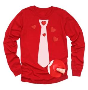 Red Hearts Tie Valentine’s Day Kids Long Sleeve T-Shirt