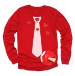 Red Hearts Tie Valentine’s Day Kids Long Sleeve T-Shirt