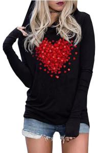 Funny Love Heart Graphic Hoodie for Women