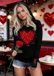Love Heart Graphic Plaid Hoodie for Women