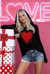 Love Heart Graphic Plaid Hoodie for Women