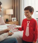 Red Hearts Tie Valentine’s Day Kids Long Sleeve T-Shirt