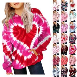Cute Pink Heart Graphic Hoodie for Teens