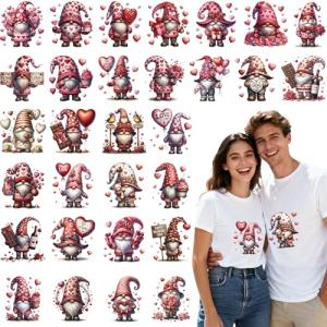 Cute Valentine's Day Gnome Iron-On Transfers 30 Pcs