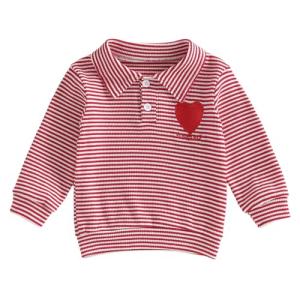 Toddler Boys' Valentine Heart Striped Long Sleeve T-shirt